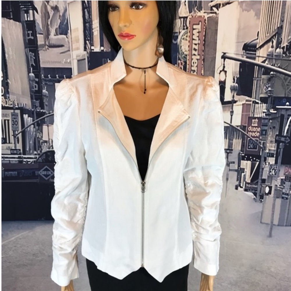 jacket coat white zipper front size M